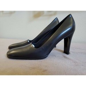 Franco Fieramosca Black Leather Classic Pumps Heels Made is Italy Size 10 B